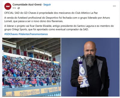 Club Atlético La Paz anuncia compra da SAD do Desportivo de Chaves