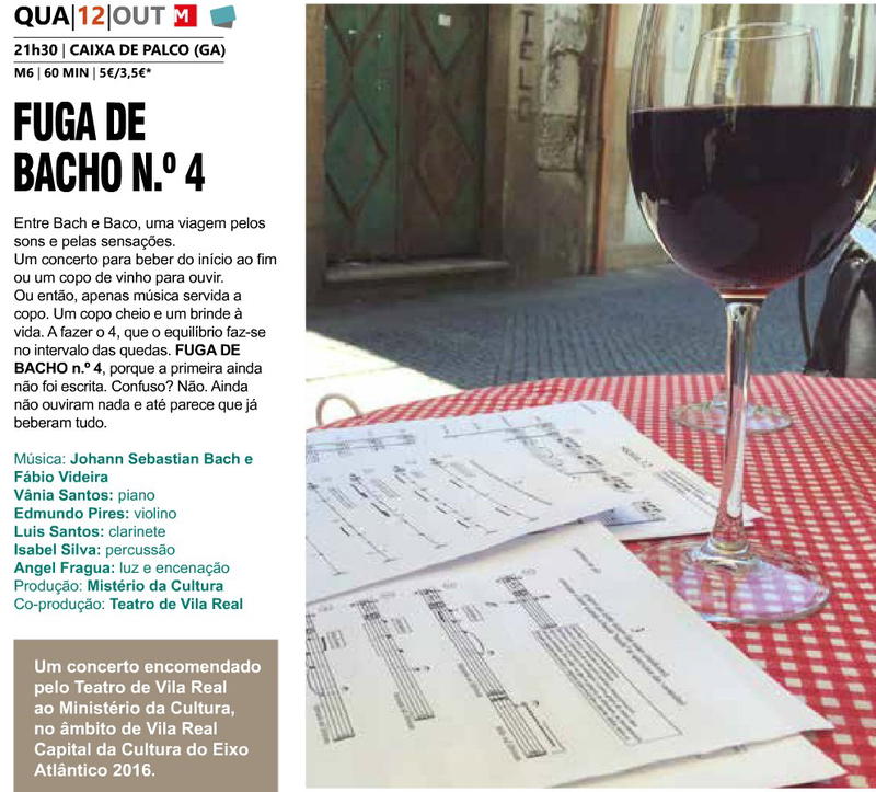 Vila Real estreia concerto que junta Bach e Baco